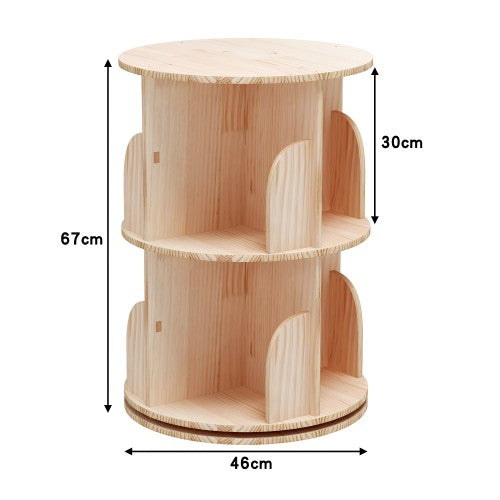2 Tier Rotating Bookshelf, 360° Solid Wood Rotating Stackable Shelves Bookshelf Organizer for Home, Bedroom, Office 2 Tier Rotating Bookshelf, 360° Solid Wood Rotating Stackable Shelves Bookshelf Organizer for Home, Bedroom, Office